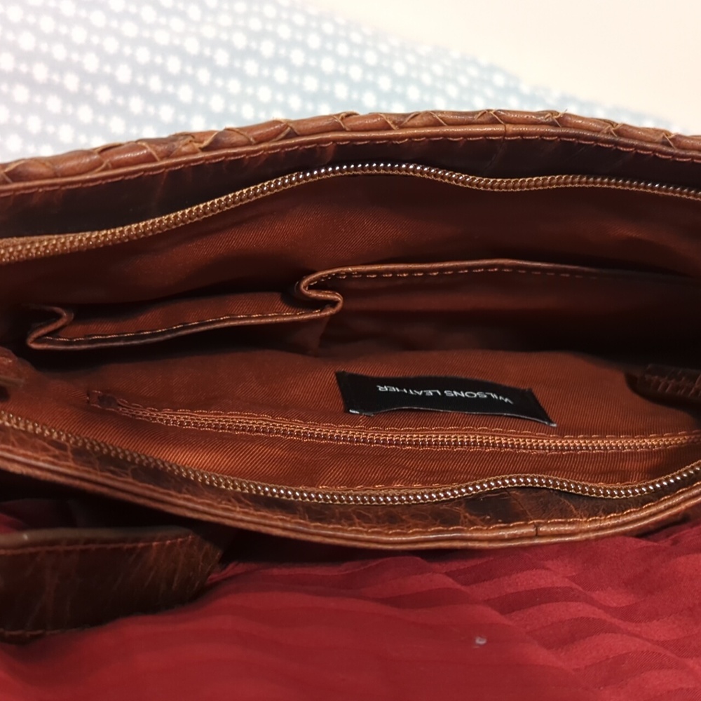 Wilsons Leather Rich Brown Woven Shoulder Bag - Picture 6 of 7